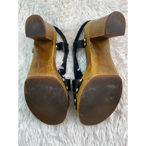 Coach Adessa Women's 9B Black Wooden Block Heel Peep Toe Sandals - Picture 10 of 10